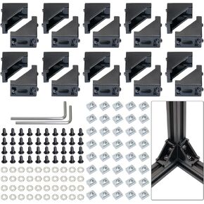 2020 Corner Bracket Kit,20 pcs Corner Brackets 40 pcs Hex Screws 40 pcs Slide Nuts,40 pcs Washers and 2 pcs Hex Wrenchs for Slot 6 mm 20 s Aluminum Extrusion Profile Rail Accessories 20 Sets