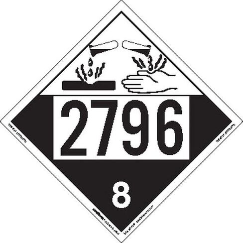 Labelmaster ZEZ42796 UN 2796 Corrosive Hazmat Placard, E-Z Removable Vinyl (Pack of 25) in Saudi Arabia