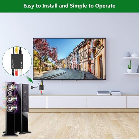 BANIGIPA محول صوت رقمي إلى تناظري للتلفزيون، DAC رقمي SPDIF بصري/Toslink/محوري إلى Aux Stereo L/R RCA ومحول مقبس 3.5 مم لمحولات إشارات نظام المسرح المنزلي DVD PS3 PS4 Amp in Kuwait