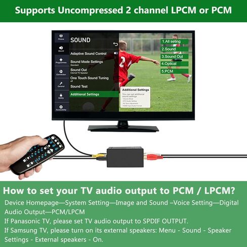 BANIGIPA محول صوت رقمي إلى تناظري للتلفزيون، DAC رقمي SPDIF بصري/Toslink/محوري إلى Aux Stereo L/R RCA ومحول مقبس 3.5 مم لمحولات إشارات نظام المسرح المنزلي DVD PS3 PS4 Amp in Kuwait