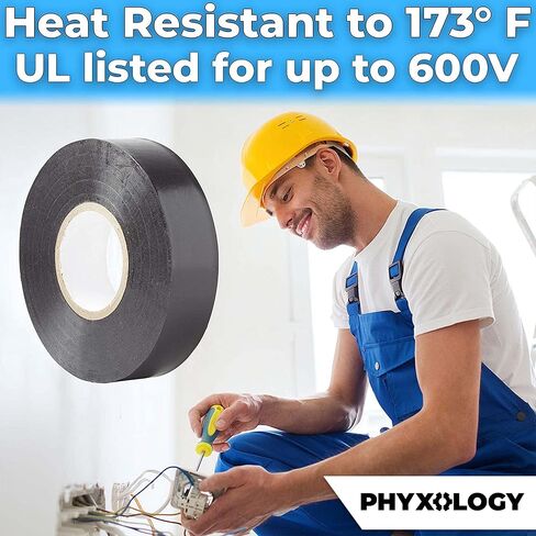 Professional-Grade Black Electrical Tape 5 Pk. 3/4in x 60 ft. Made of Flame Retardant, UV & Weather Resistant Vinyl. UL & CSA Certified for Industrial Uses Insulating Up to 600V in Kuwait
