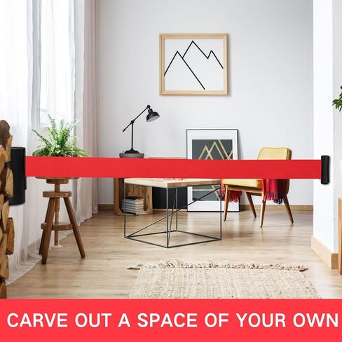 ياوكوم قطعتان من حزام الحزام القابل للسحب على الحائط وحزام تحذير بطول 10 أقدام مع علبة سوداء حواجز التحكم في الحشود لفواصل خط التحكم في الحشود في الداخل والخارج (حزام أحمر) in Kuwait