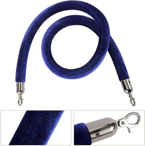 NovelBee 4pcs Blue Velvet Stanchion Ropes with Black Hooks,5 Feet Stanchion Queue Barrier Ropes,Crowd Control Velvet Rope Safety Barriers for Party Decorations in Saudi Arabia