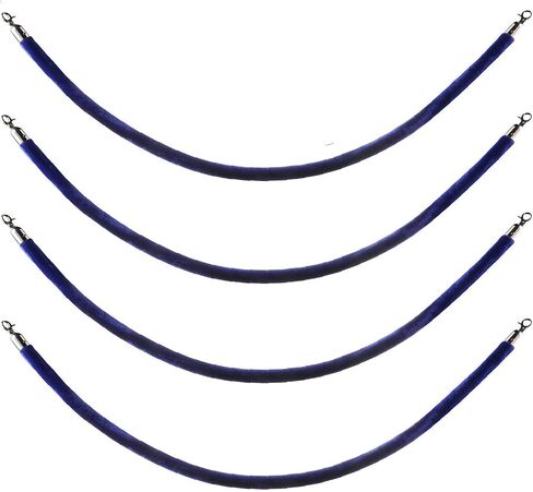 NovelBee 4pcs Blue Velvet Stanchion Ropes with Black Hooks,5 Feet Stanchion Queue Barrier Ropes,Crowd Control Velvet Rope Safety Barriers for Party Decorations in Saudi Arabia