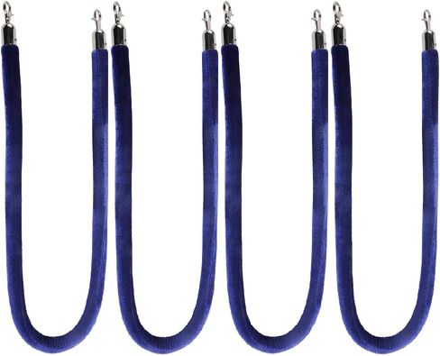 NovelBee 4pcs Blue Velvet Stanchion Ropes with Black Hooks,5 Feet Stanchion Queue Barrier Ropes,Crowd Control Velvet Rope Safety Barriers for Party Decorations in Saudi Arabia