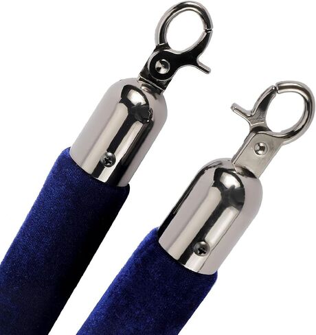 NovelBee 4pcs Blue Velvet Stanchion Ropes with Black Hooks,5 Feet Stanchion Queue Barrier Ropes,Crowd Control Velvet Rope Safety Barriers for Party Decorations in Saudi Arabia