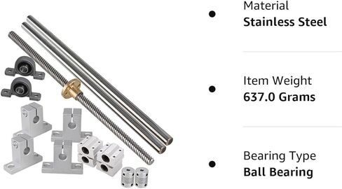 مزيج صناعي، Ideaker محاور بصرية أفقية 200 مم & مسمار مزدوج للسلسلة 8 مم دعم عمود مزدوج للوسادة وحمل مرنة للعمود من 15 in Kuwait