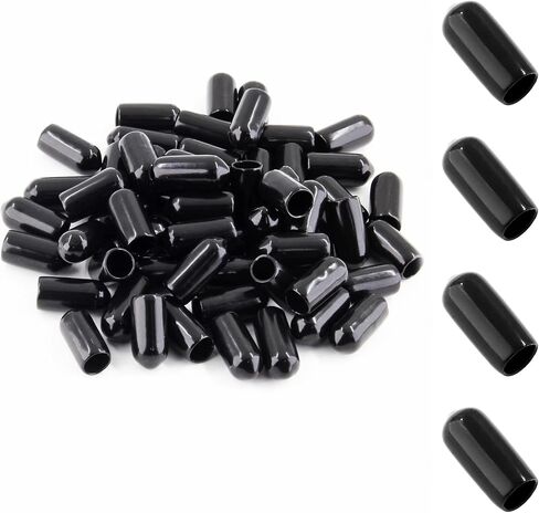 Suiwotin 120PCS Round Rubber End Caps 1/4 inch/6.5mm Screw Thread Protectors Round Tube Bolt Cap Cover Black Vinyl Tube Caps (Black, 6.5mm Inner Dia) in Saudi Arabia