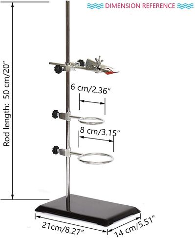 Laboratory Retort Support Stand for Titration Extraction - XMWangzi, with a Burette Clamp and 2 Flask Ring Clamps, Used in Chemistry or Physics Lab (RodLength 16'') in Saudi Arabia