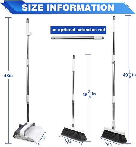 مكنسة مع مجموعة مجارف كومبو، مكانس بمقبض طويل من الفولاذ المقاوم للصدأ بطول 48 بوصة، مجرفة واقفة للمطبخ، وردهة المكتب، وغرفة المعيشة، والمطبخ، والحديقة، وأرضية المكتب in Kuwait