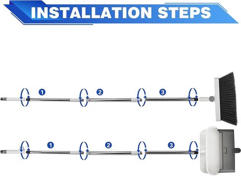 مكنسة مع مجموعة مجارف كومبو، مكانس بمقبض طويل من الفولاذ المقاوم للصدأ بطول 48 بوصة، مجرفة واقفة للمطبخ، وردهة المكتب، وغرفة المعيشة، والمطبخ، والحديقة، وأرضية المكتب in Kuwait