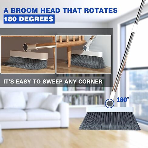 مكنسة مع مجموعة مجارف كومبو، مكانس بمقبض طويل من الفولاذ المقاوم للصدأ بطول 48 بوصة، مجرفة واقفة للمطبخ، وردهة المكتب، وغرفة المعيشة، والمطبخ، والحديقة، وأرضية المكتب in Kuwait