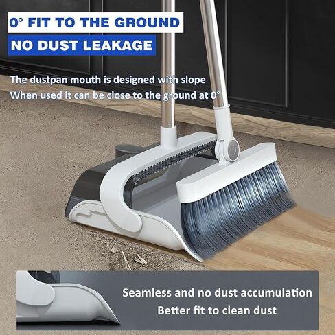 مكنسة مع مجموعة مجارف كومبو، مكانس بمقبض طويل من الفولاذ المقاوم للصدأ بطول 48 بوصة، مجرفة واقفة للمطبخ، وردهة المكتب، وغرفة المعيشة، والمطبخ، والحديقة، وأرضية المكتب in Kuwait