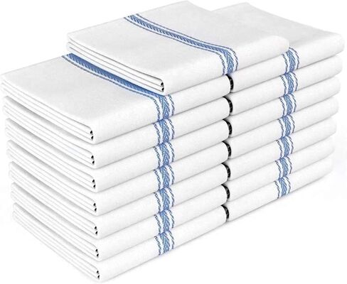 Zeppoli Kitchen Towels 12 Pack - 100% Soft Cotton - Hand Towels 15" x 25" - Dobby Weave - Black Dish Towels for Drying Dishes - Super Absorbent Cleaning Cloths in Saudi Arabia