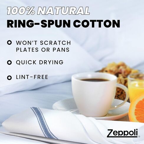 Zeppoli Kitchen Towels 12 Pack - 100% Soft Cotton - Hand Towels 15" x 25" - Dobby Weave - Black Dish Towels for Drying Dishes - Super Absorbent Cleaning Cloths in Saudi Arabia