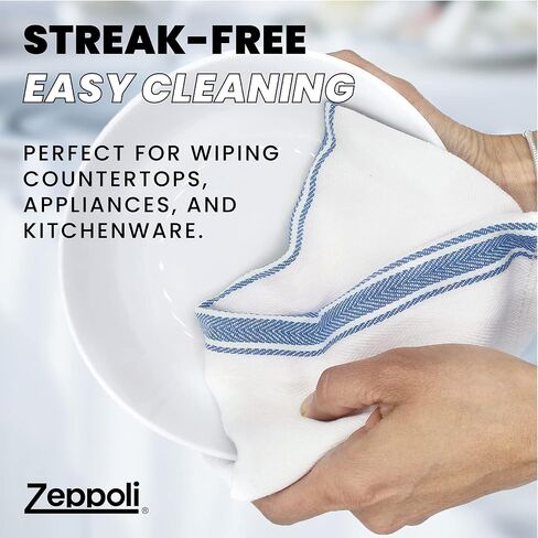 Zeppoli Kitchen Towels 12 Pack - 100% Soft Cotton - Hand Towels 15" x 25" - Dobby Weave - Black Dish Towels for Drying Dishes - Super Absorbent Cleaning Cloths in Saudi Arabia
