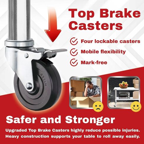 طاولة من الفولاذ المقاوم للصدأ لإعداد الطعام - عربة طاولة معدنية DuraSteel مقاس 24 × 12 بوصة - منضدة عمل تجارية مع عجلة دوارة - معتمدة من NSF - للمطعم والمستودع والمنزل والمطبخ والجراج in Kuwait