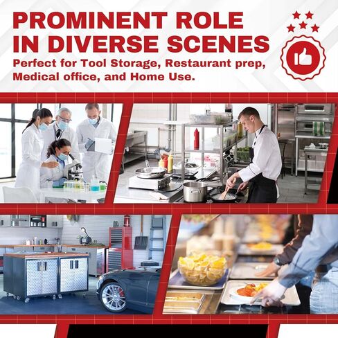 طاولة من الفولاذ المقاوم للصدأ لإعداد الطعام - عربة طاولة معدنية DuraSteel مقاس 24 × 12 بوصة - منضدة عمل تجارية مع عجلة دوارة - معتمدة من NSF - للمطعم والمستودع والمنزل والمطبخ والجراج in Kuwait