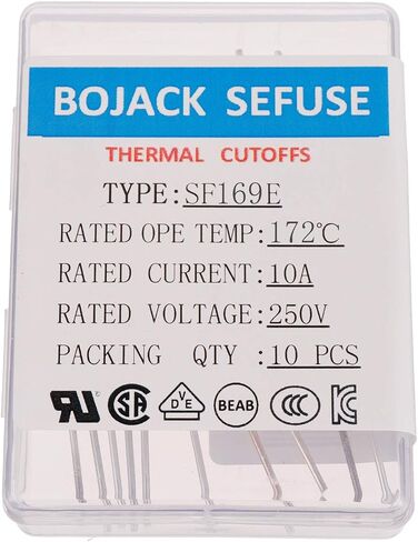 BOJACK SF169E SEFUSE 10A 250V Thermal Fuses 172 Degrees Celsius Thermal Cutoffs (Pack of 10 pcs) in Saudi Arabia