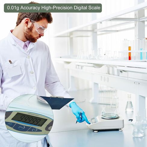 ميزان مختبر YOKIVE، ميزان علمي رقمي إلكتروني عالي الدقة | رائع للاستخدام اليومي في المنزل والمختبر والمطبخ (5000 جرام × 0.01 جرام) in Kuwait