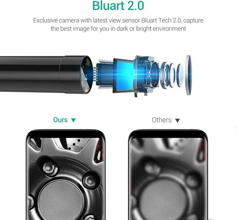 ديب ستستش منظار داخلي بمنفذ USB 5.0 ميجابكسل، كاميرا فحص UHD من النوع سي، كاميرا نطاق 8.5 ملم مع كيبل بوريسكوب مقاوم للماء بتصنيف IP67 و6 مصابيح LED قابلة للتعديل، متوافقة مع جوال اندرويد (او تي جي) in Kuwait