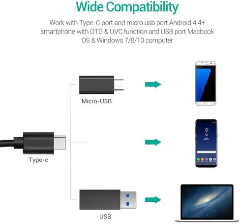 ديب ستستش منظار داخلي بمنفذ USB 5.0 ميجابكسل، كاميرا فحص UHD من النوع سي، كاميرا نطاق 8.5 ملم مع كيبل بوريسكوب مقاوم للماء بتصنيف IP67 و6 مصابيح LED قابلة للتعديل، متوافقة مع جوال اندرويد (او تي جي) in Kuwait