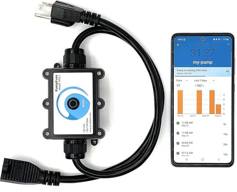 منبه وحامي لمضخة الحوض - يراقب طاقة المضخة (HP) ويقطعها عند التشغيل الجاف، أو الحمل الزائد أو التمسك بمفتاح الطفو - يعمل بدون أجهزة استشعار لمستوى الماء في الخارج كما هو الحال في قابس IP64 WiFi الداخلي/الخارجي in Kuwait