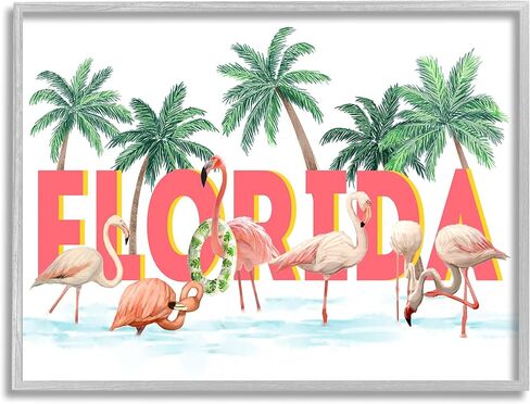 لوحة فنية جدارية مؤطرة بمسبح فلامنجو فلوريدا من ستوبيل إندستريز مع أشجار النخيل الاستوائية الخضراء in Kuwait