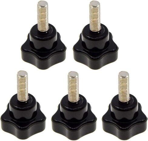 YXQ M5 Hand Star Knobs Threaded Stud Five Arm Clamping Tightening 25mm Dia Grip Black Plastic Caps 6 Pcs in Kuwait