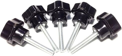 YXQ M5 Hand Star Knobs Threaded Stud Five Arm Clamping Tightening 25mm Dia Grip Black Plastic Caps 6 Pcs in Kuwait