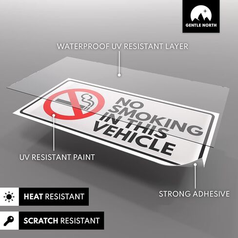 8 × ملصقات ممنوع التدخين للمركبات والسيارات مقاس 3 × 1.5 بوصة - لافتة ممنوع التدخين لملصقات العمل - فينيل فاخر ذاتي اللصق - مقاوم للأشعة فوق البنفسجية، مقاوم للماء، مضاد للخدش للاستخدام الخارجي والداخلي in Kuwait