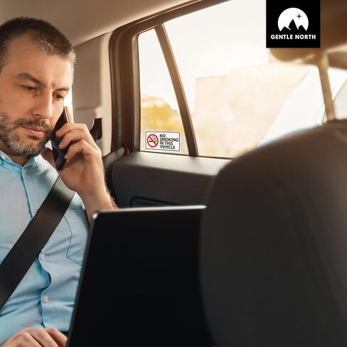 8 × ملصقات ممنوع التدخين للمركبات والسيارات مقاس 3 × 1.5 بوصة - لافتة ممنوع التدخين لملصقات العمل - فينيل فاخر ذاتي اللصق - مقاوم للأشعة فوق البنفسجية، مقاوم للماء، مضاد للخدش للاستخدام الخارجي والداخلي in Kuwait