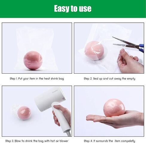 300 قطعة من اكياس تغليف شفافة قابلة للانكماش من بي او اف، 3 احجام، مجموعة تغليف غشاء حراري لمستلزمات المنزل لتغليف اطارات الصور والصابون والكتب والشموع وزجاجات الزيت (2 × 4 انش، 4 × 8 انش، 7 × 10 انش) in Kuwait