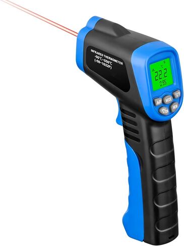 LYCEBELL LC-981C ميزان حرارة بالأشعة تحت الحمراء غير ملامس، مسدس درجة حرارة ليزر رقمي، قراءة فورية -58 إلى 1022 درجة فهرنهايت (-50 إلى 550 درجة مئوية)، عقد البيانات وتحذير من درجة الحرارة المنخفضة العالية (ليس للإنسان) in Kuwait