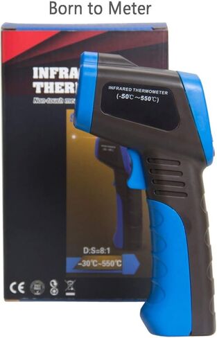 LYCEBELL LC-981C ميزان حرارة بالأشعة تحت الحمراء غير ملامس، مسدس درجة حرارة ليزر رقمي، قراءة فورية -58 إلى 1022 درجة فهرنهايت (-50 إلى 550 درجة مئوية)، عقد البيانات وتحذير من درجة الحرارة المنخفضة العالية (ليس للإنسان) in Kuwait