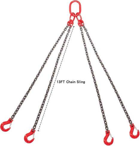 13FT سلسلة حبال 5/16 بوصة × 13 قدم سلسلة رفع المحرك G80 سبائك الصلب محرك سلسلة رافعة المصاعد رفع سلاسل حبال 5 طن مع 4 خطافات للساق in Kuwait
