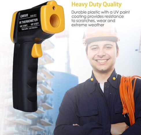 ميزان حرارة رقمي بالأشعة تحت الحمراء بدون تلامس - مسدس ميزان حرارة ليزر -58 درجة فهرنهايت ~ 932 درجة فهرنهايت (-50 درجة مئوية ~ 500 درجة مئوية) انبعاثية قابلة للتعديل، مسبار درجة الحرارة للطهي/الهواء/الثلاجة/الفريزر in Kuwait