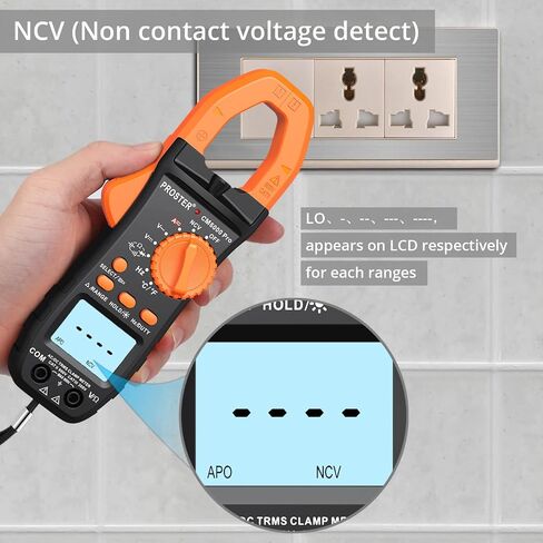 Proster Digital Clamp Meter TRMS 6000counts، 800A DC AC الحالي AC / DC الجهد NCV استمرارية السعة المقاومة تردد الصمام الثنائي هرتز اختبار، مع 1 زوج يؤدي اختبار 1 زوج مقاطع التمساح in Kuwait