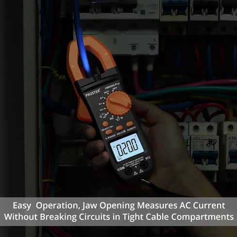 Proster Digital Clamp Meter TRMS 6000counts، 800A DC AC الحالي AC / DC الجهد NCV استمرارية السعة المقاومة تردد الصمام الثنائي هرتز اختبار، مع 1 زوج يؤدي اختبار 1 زوج مقاطع التمساح in Kuwait