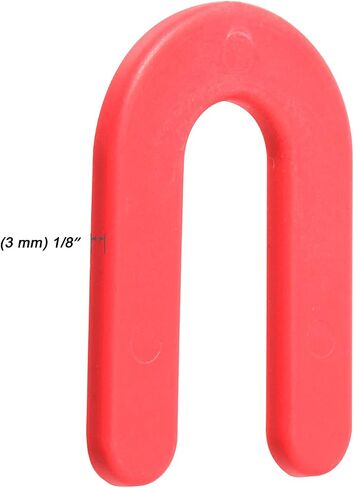 MOUYAT 500 قطعة 1.5 × 2 × 1/8 بوصة فواصل بلاط حشوات حدوة الحصان، 3 مم سميكة على شكل حرف U من البلاستيك للتسوية، أحمر in Saudi Arabia