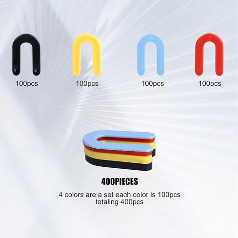 Plastic Shims, 200 Pieces Horseshoe Shim, U Shaped Tile Spacers, Structural Horseshoe Shims for Leveling Black 1/4", Yellow 3/16", Red 1/8", Blue 1/16" in Saudi Arabia