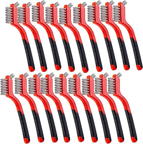 Wire Scratch Brush Set Soft Grip for Rust, Dirt & Paint Scrubbing with Deep Cleaning (18, 18PCS - Stainless Steel Wire) in Kuwait