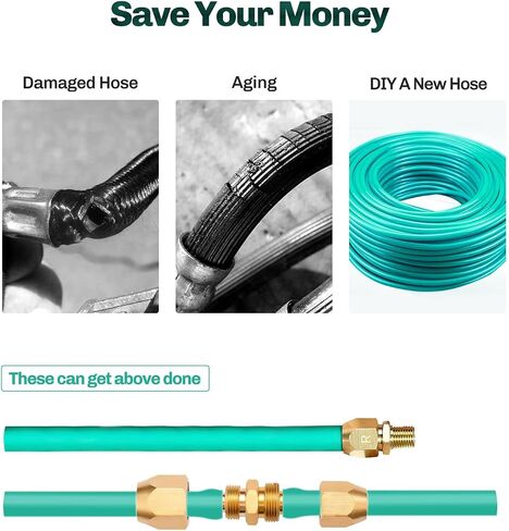 قطعتان من Pronese تركيبات إصلاح نهاية خرطوم مطاطي من النحاس الصلب الممتاز القابل لإعادة الاستخدام، قضيب 3/8 بوصة لخرطوم هواء مطاطي معرف 3/8 بوصة مع 1/4 بوصة NPT in Kuwait