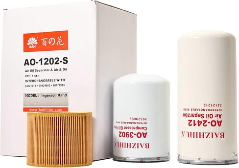 BAIZHIHUA Filter Kit 24121212 Oil Separator 39329602 Oil Filter 88171913 Air Filter Compatible with Ingersoll-Rand Screw Air Compressor UP6-5 Thru UP6-15C Substitute Spare Parts in Saudi Arabia