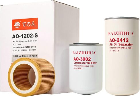 BAIZHIHUA Filter Kit 24121212 Oil Separator 39329602 Oil Filter 88171913 Air Filter Compatible with Ingersoll-Rand Screw Air Compressor UP6-5 Thru UP6-15C Substitute Spare Parts in Saudi Arabia