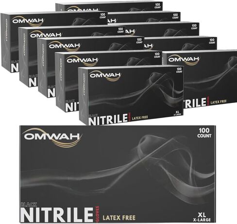 OMWAH Nitrile Gloves - Professional Heavy Duty Latex Free Disposable Gloves Snug Fit Box of100 Pack in Kuwait