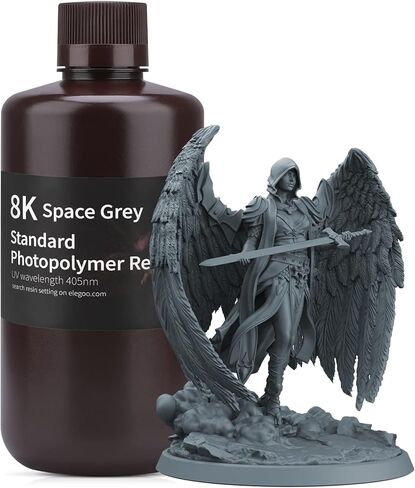 راتنج الطابعة ثلاثية الأبعاد ELEGOO 8K، راتنج فوتوبوليمير قياسي 405 نانومتر راتنج المعالجة بالأشعة فوق البنفسجية، الأفضل لطابعة Saturn 2 8K LCD ثلاثية الأبعاد رمادي 1000 جرام in Kuwait