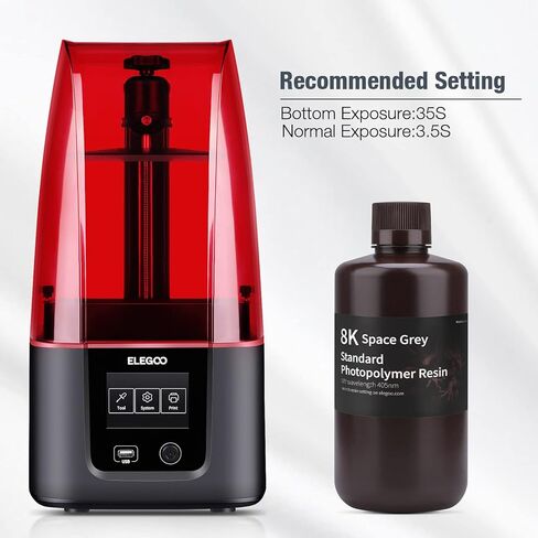 راتنج الطابعة ثلاثية الأبعاد ELEGOO 8K، راتنج فوتوبوليمير قياسي 405 نانومتر راتنج المعالجة بالأشعة فوق البنفسجية، الأفضل لطابعة Saturn 2 8K LCD ثلاثية الأبعاد رمادي 1000 جرام in Kuwait
