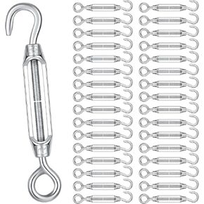 Hicarer 32 Pieces 4mm Hook and Eye Turnbuckle for Cable Wire Rope Tension, 304 Stainless Steel Turnbuckle Cable Tensioner Cable Tightener Wire Tightener for DIY String Light Picture Hanging Tent Rope in Saudi Arabia