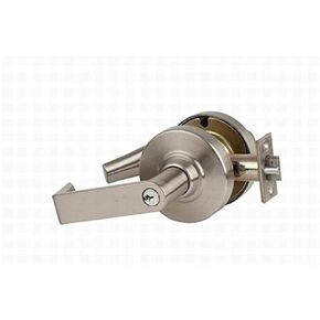 Schlage Commercial ND50PDRHO619 ND Series قفل أسطواني من الدرجة 1، وظيفة الدخول/المكتب، قفل بزر ضغط، تصميم رافعة رودس، لمسة نهائية من النيكل الساتان in Kuwait